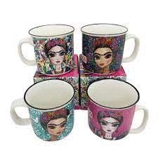 TAZA FRIDA COLORES FLORES