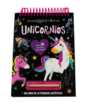 LIBRO PARA RASPAR Y COLOREAR UNICORNIOS (PASTA DURA)