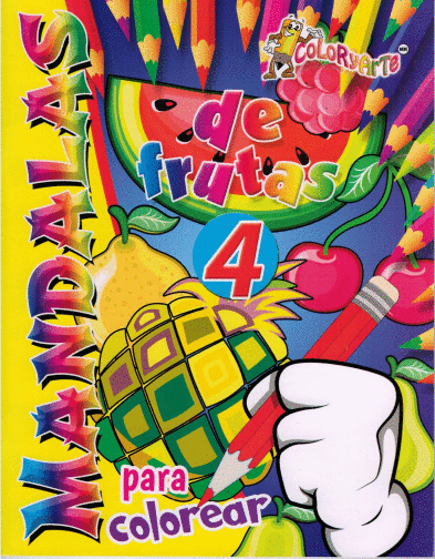 LIBRO DE MANDALAS PARA COLOREAR 4 FRUTAS