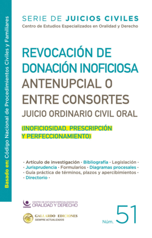 RENOVACION DE DONACION INOFICIOSA ANTENUPCIAL O ENTRE CONSORTES JUICIO ORDINARIO CIVIL ORAL  N 51