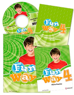 FUN WAY 4 STUDENT'S BOOK + HOME PRACTICE + CUTOUTS  PICTURE DICTIONARY BOOKLET + CD