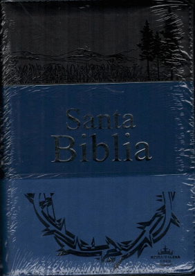 SANTA BIBLIA REINA VALERA 1960 AZUL MARINO PAISAJE LETRA GRANDE CON CIERRE E INDICE