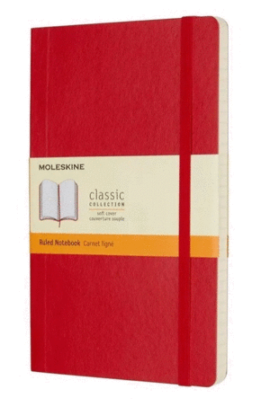 LIBRETA GRANDE ROJO ESCARLATA HOJA RAYADA (PASTA DURA)