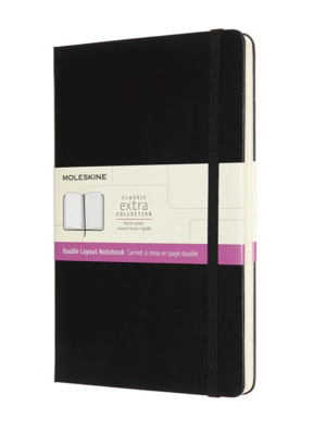 LIBRETA CLASICA GRANDE NEGRA HOJAS BLANCAS Y RAYADAS (PASTA DURA)
