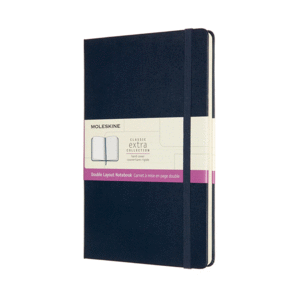 LIBRETA CLASICA GRANDE AZUL MARINO HOJAS BLANCAS Y RAYADAS (PASTA DURA)