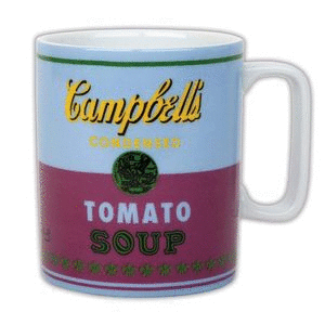 TAZA ANDY WARHOL CAMPBELLS SOUP RED VIOLET MUG