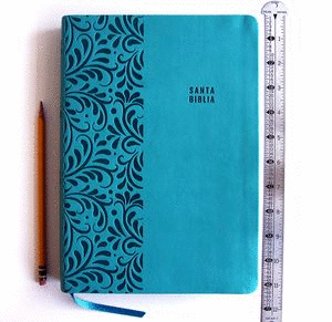 BIBLIA REINA VALERA LETRA SUPER GIGANTE SIMIL PIEL AGUAMARINA