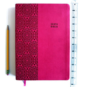 SANTA BIBLIA REINA VALERA LETRA SUPER GRANDE SIMIL PIEL FUCSIA