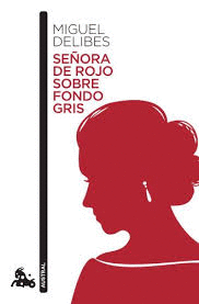 SEORA DE ROJO SOBRE FONDO GRIS