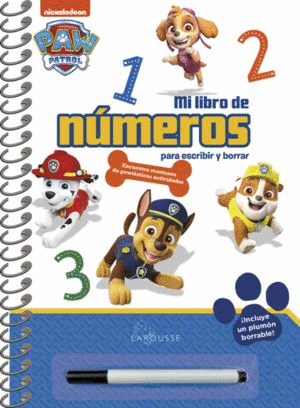 PAW PATROL MI LIBRO DE NUMEROS PARA ESCRIBIR Y BORRAR