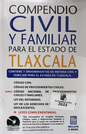 ESTA OBRA ES UNA RECOPILACIN DE CDIGOS Y LEYES DEL ESTADO DE TLAXCALA; SIRVE COMO REFERENCIA, CONSULTA O AYUDA PARA EL ESTUDIANTE EN LA CARRERA DE D