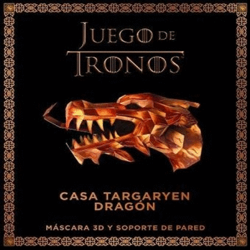 JUEGO DE TRONOS CASA TARGARYEN DRAGON MASCARA 3D Y SOPORTE DE PARED