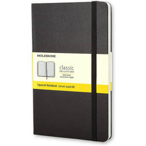 LIBRETA CLASICA GRANDE NEGRA HOJA CUADRICULADA (PASTA DURA)