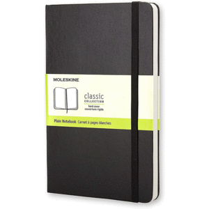 LIBRETA CLASICA GRANDE NEGRA HOJA BLANCA (PASTA DURA)