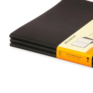 SET DE 3 LIBRETAS EXTRA GRANDES NEGRAS HOJA RAYADA (PASTA BLANDA)