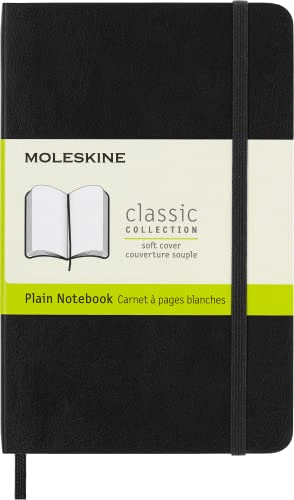 LIBRETA CLASICA BOLSILLO NEGRA HOJA BLANCA (PASTA BLANDA)