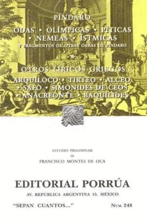 ODAS PINDARO Y OTROS LIRICOS GRIEGOS S.C 248
