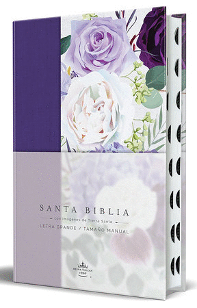 BIBLIA RVR1960 TAPA DURA Y TELA MORADA CON FLORES TAMAO MANUAL CON INDICE