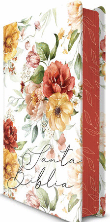 BIBLIA RVR 1960 LETRA GRANDE TAMAO MANUAL, HC, FLORES ROSADAS Y CANTOS PINTADOS